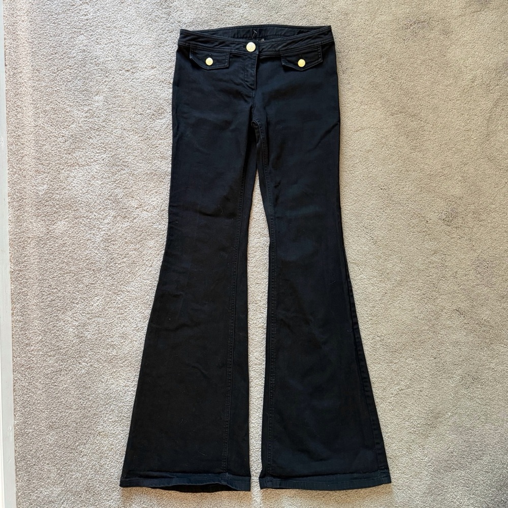 Balmain Black Flare Jeans with Gold Accents FR size 38/USA 4 Women’s